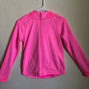 Pink and white striped Champion jacket with hoodie